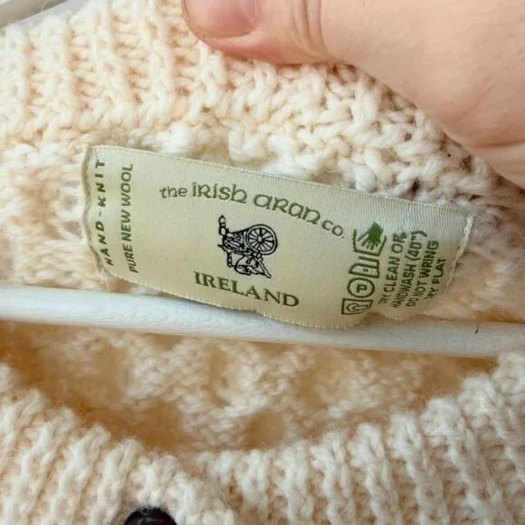 Irish Aran Co. Cable Knit Wool Fisherman Cardigan – Cream (Size XL) E28 - Picture 6 of 6
